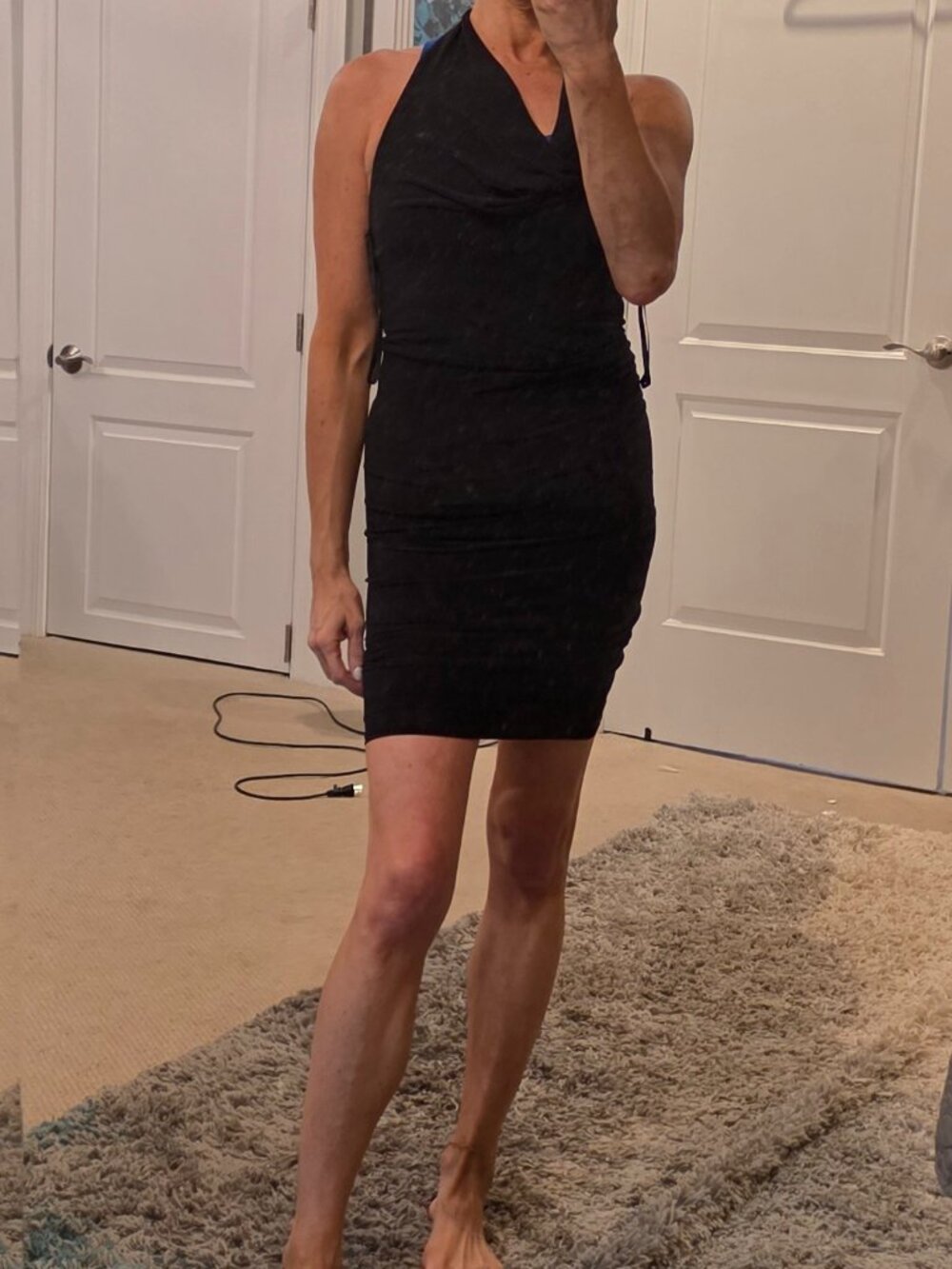 NWT 21 Saints Black Cowl Halter Open Back Mini Dress M